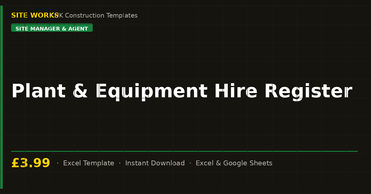 Plant & Equipment Hire Register